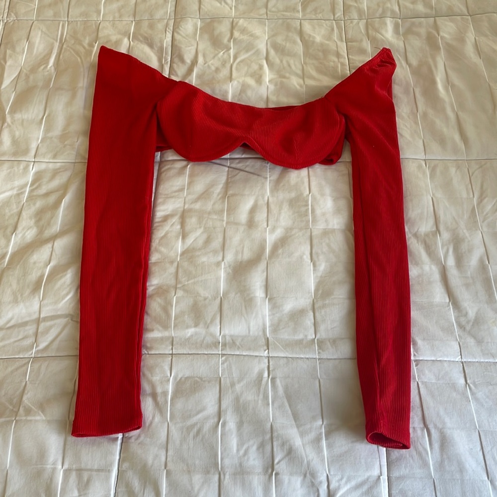 Princess Polly red cropped long sleeve